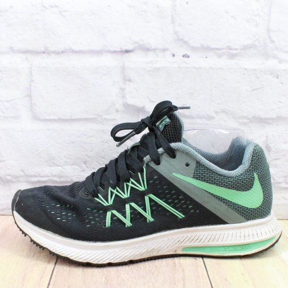 Nike Shoes - Nike Zoom Winflo 3 Black Fabric Lace Up Running Sneakers Shoes Size 7.5